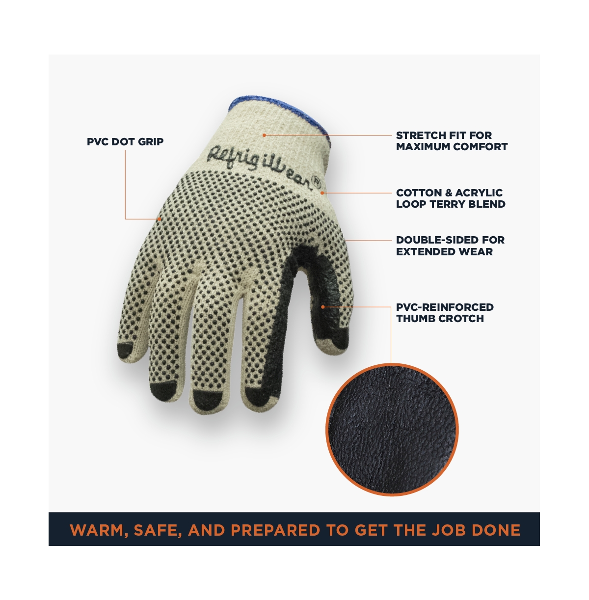 RefrigiWear Men's Midweight Double Sided Pvc Dot Grip Knit Work Gloves (Pack of 12 Pairs)