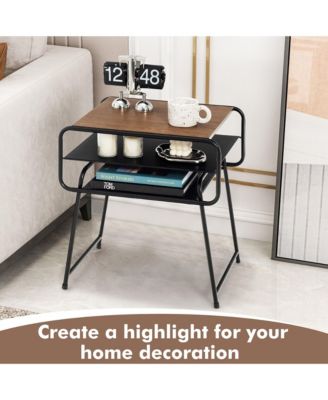 3-tier Side End Sofa Display Table Compact Nightstand for Bedroom Living Room