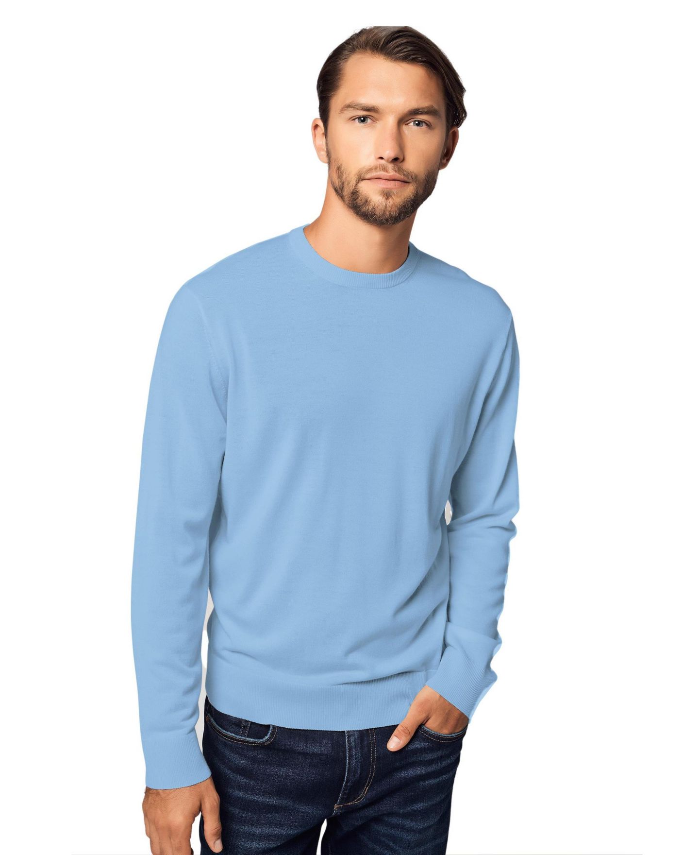 Мужской свитер Bellemere New York Pure Crew Neck Merino, цвет: Синий — фото 1