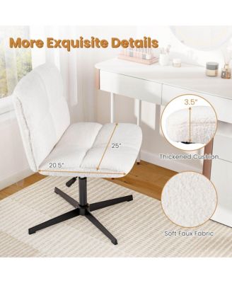 Armless Office Chair with Adjustable Height 360° Rotation Soft Faux Fabric Study