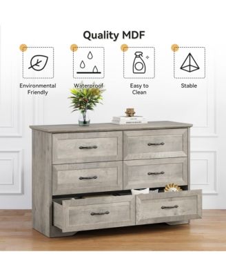 Modern 6 Drawers Dresser, Chest of Drawers Closet Organizers and Storage Clothes, Modern Dressers(Grey)