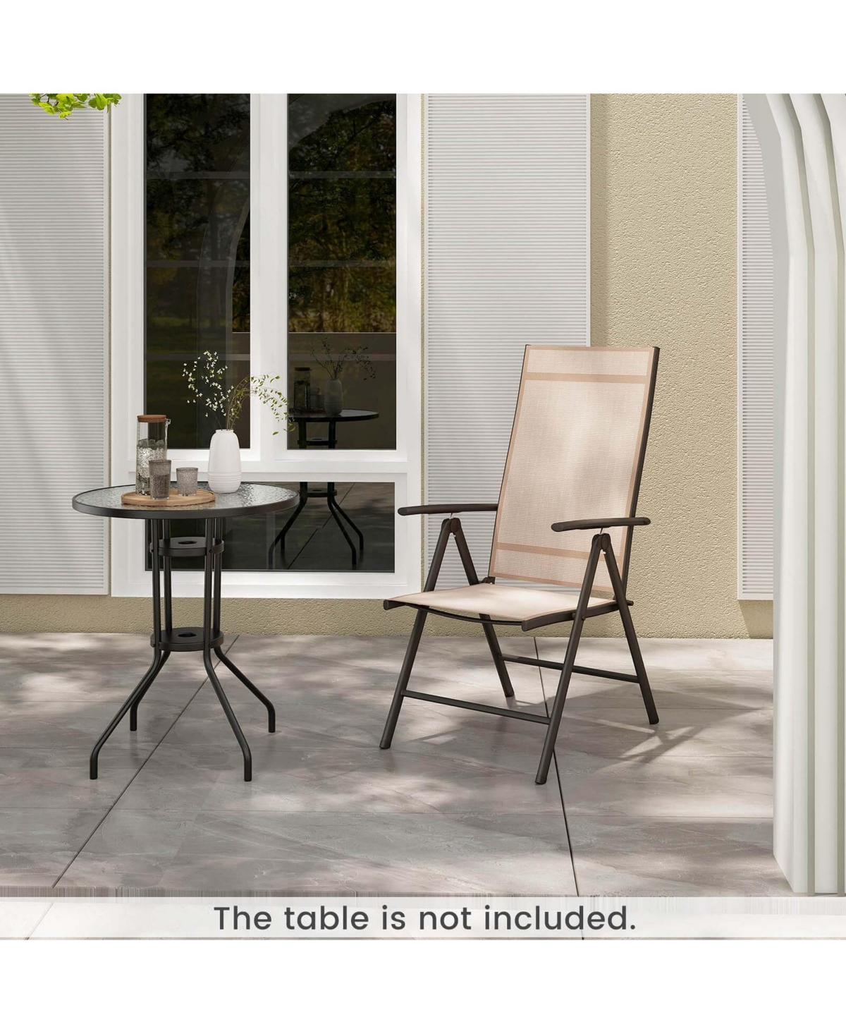 Costway 2 Pcs Patio Folding Dining Chair with 7-Level Adjustable High Backrest for Garden