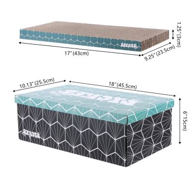 Naomi 17" Modern Cardboard Reversible Cat Scratcher Pad in Box with Catnip, Multi-Colored (5-Pack)