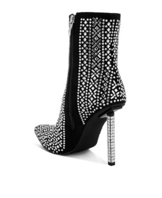 Gem Blaze Patterned Rhinestones Detail Stiletto Boots