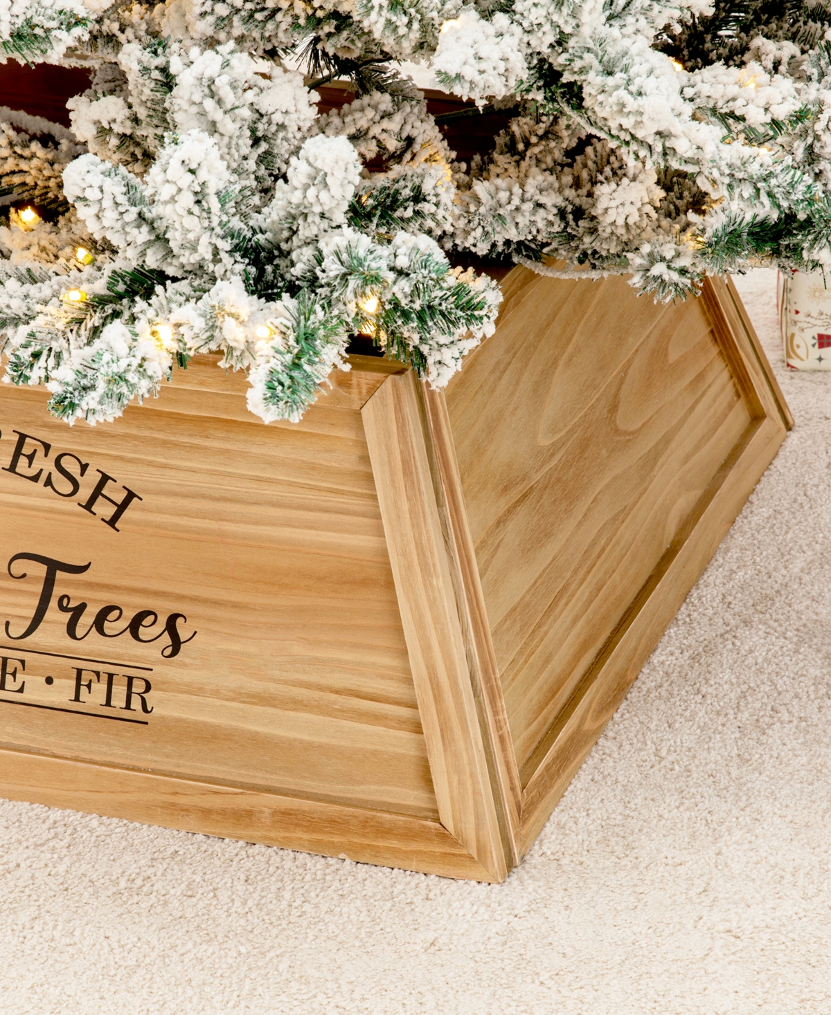 Glitzhome Natural Wooden Trapezoid Farm Fresh Christmas Trees, 26" In Multi Color