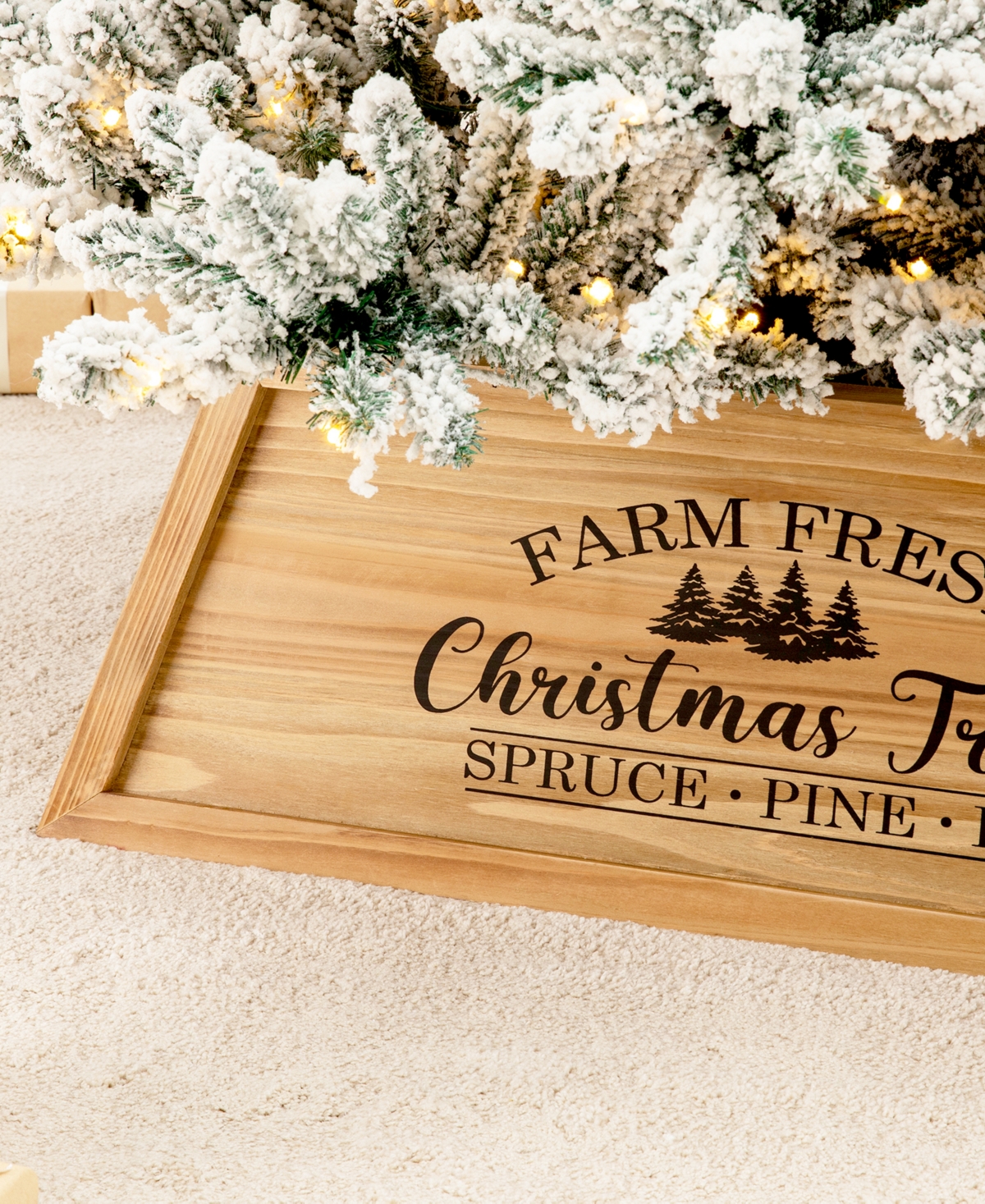 Glitzhome Natural Wooden Trapezoid Farm Fresh Christmas Trees, 26" In Multi Color