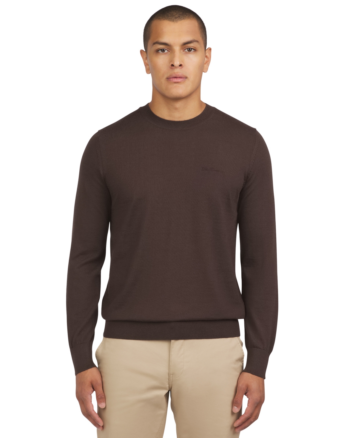 Ben Sherman Regular Fit Merino Wool Blend Sweater In Cocoa