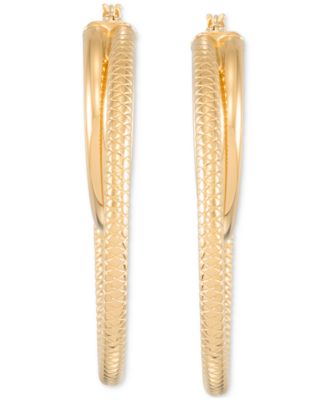 Double Polished Hoop Earrings in 18k Yellow Gold Over Sterling Silver (45mm)