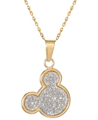 Mickey Mouse Glitter 15" Pendant Necklace in 10k Yellow Gold