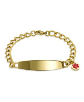 Identification Medical ID Bracelet Blank Miami Cuban Link Chain Gold 2 Tone Stainless Steel