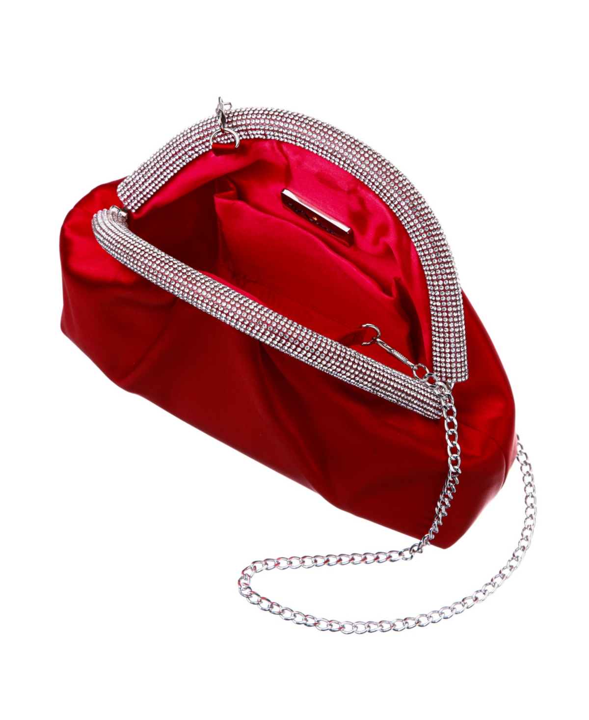 Shop Nina Crystal Trim Frame Magnetic Clutch In Red Rouge