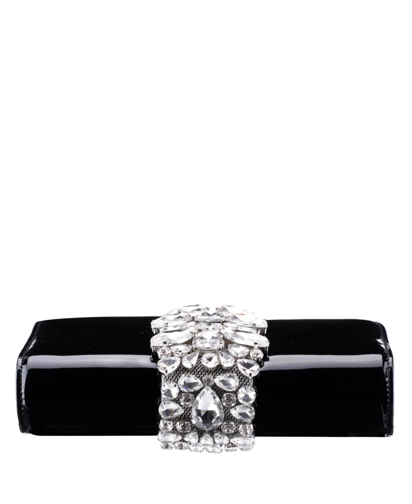 Женский клатч Nina Crystal Embellished Patent Flap Clutch, цвет: Чёрный — фото 5