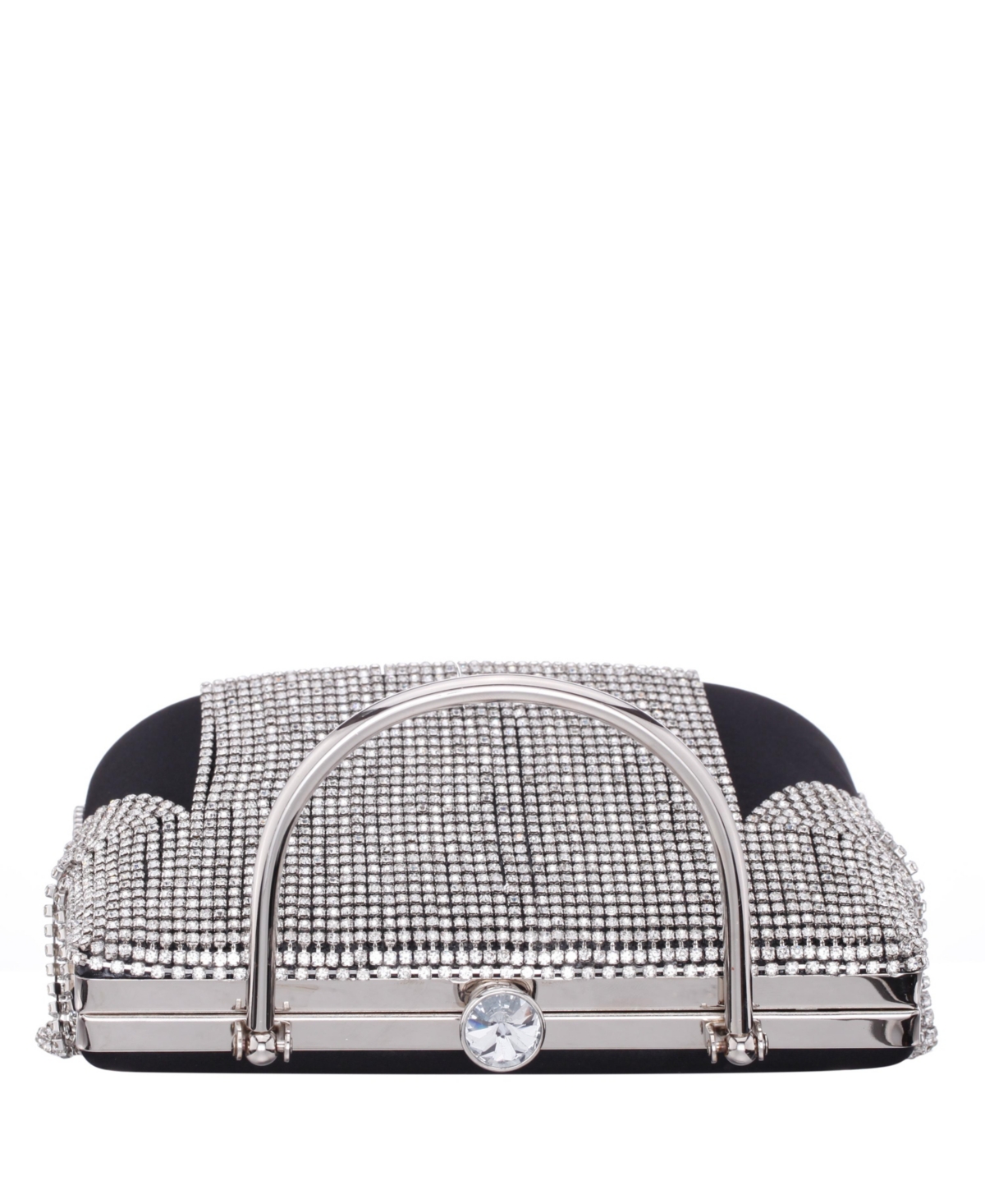 Nina Crystal Chain Cascade Fringe Satchel Bag In Black