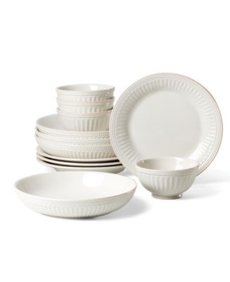 Lenox French Perle Groove 12 Pc. Dinnerware Set, Service for 4 - Macy's