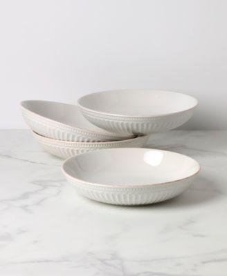 French Perle Groove Dinner Bowls, Set of 4