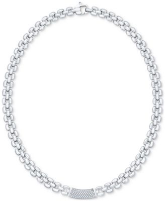 Macy's - Diamond Pav&eacute; Bare Panther Link 18" Collar Necklace (1/2 ct. t.w.) in Sterling Silver