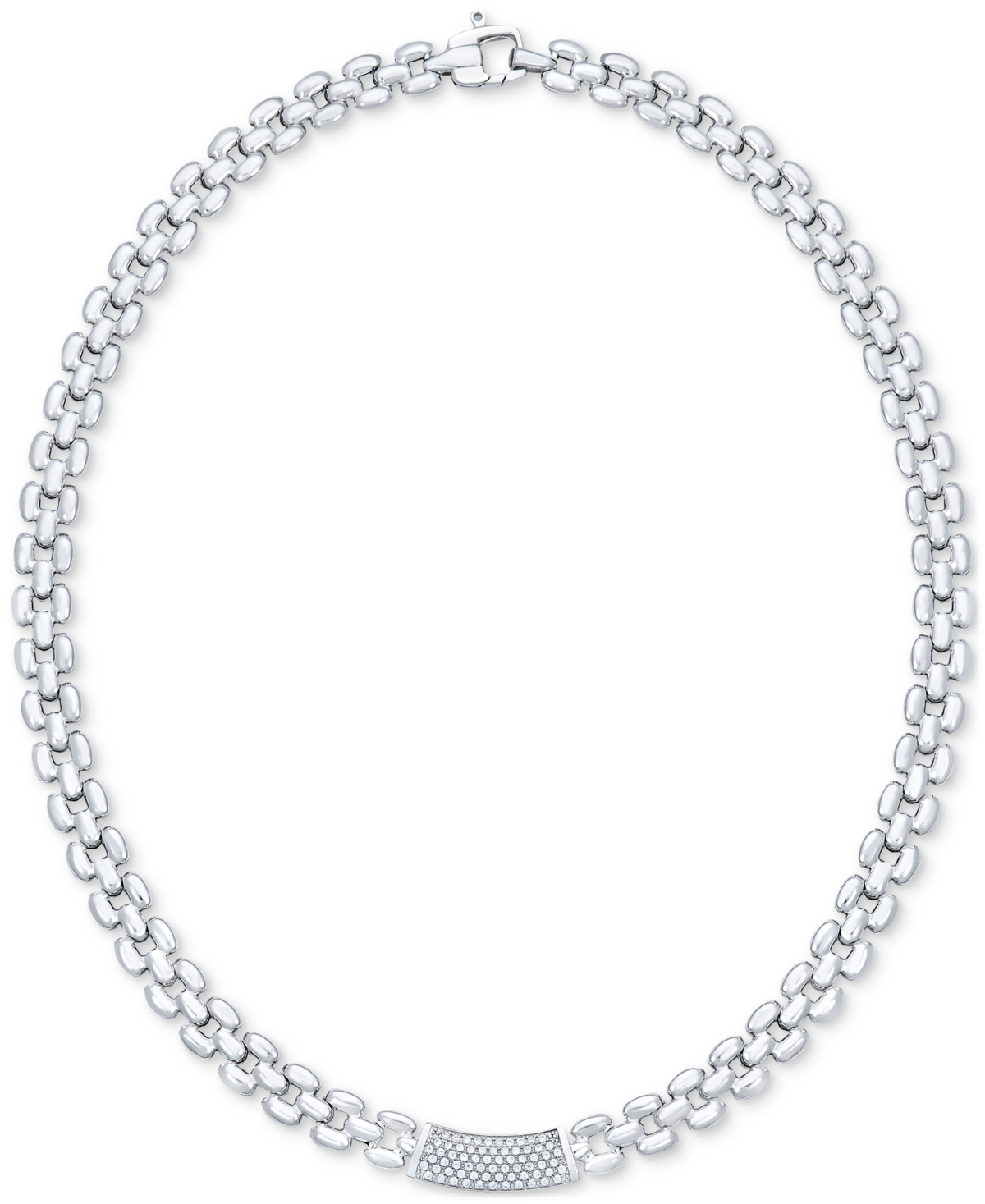 MACY'S DIAMOND PAVE BARE PANTHER LINK 18" COLLAR NECKLACE (1/2 CT. T.W.) IN STERLING SILVER 
