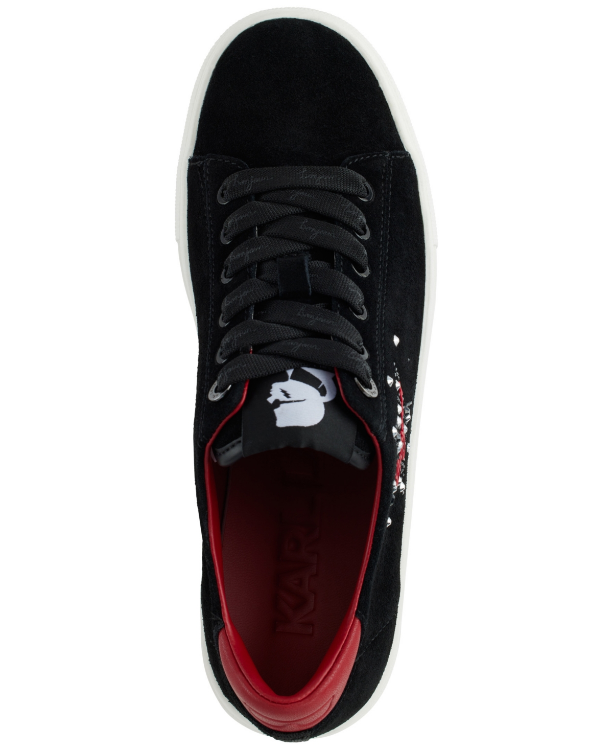 Karl Lagerfeld Cate Sayings Leather Sneaker In Black,ruby