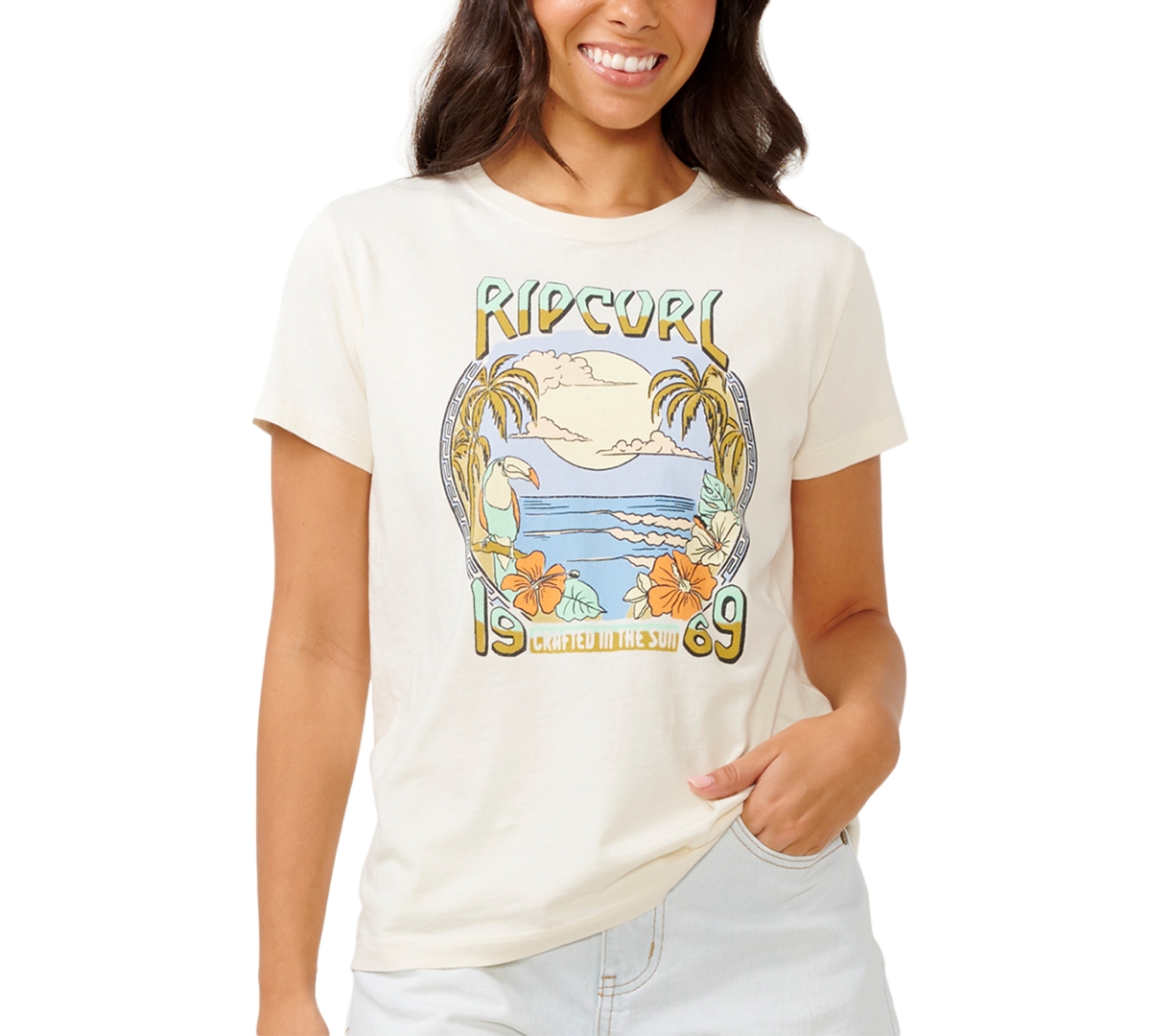 Rip Curl Juniors' Spirit Standard Short-Sleeve T-Shirt - Bone