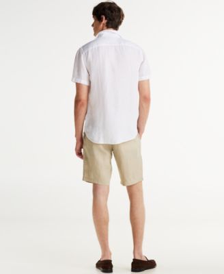 Men's Short-Sleeve Pigment-Dyed Linen Button-Front Shirt