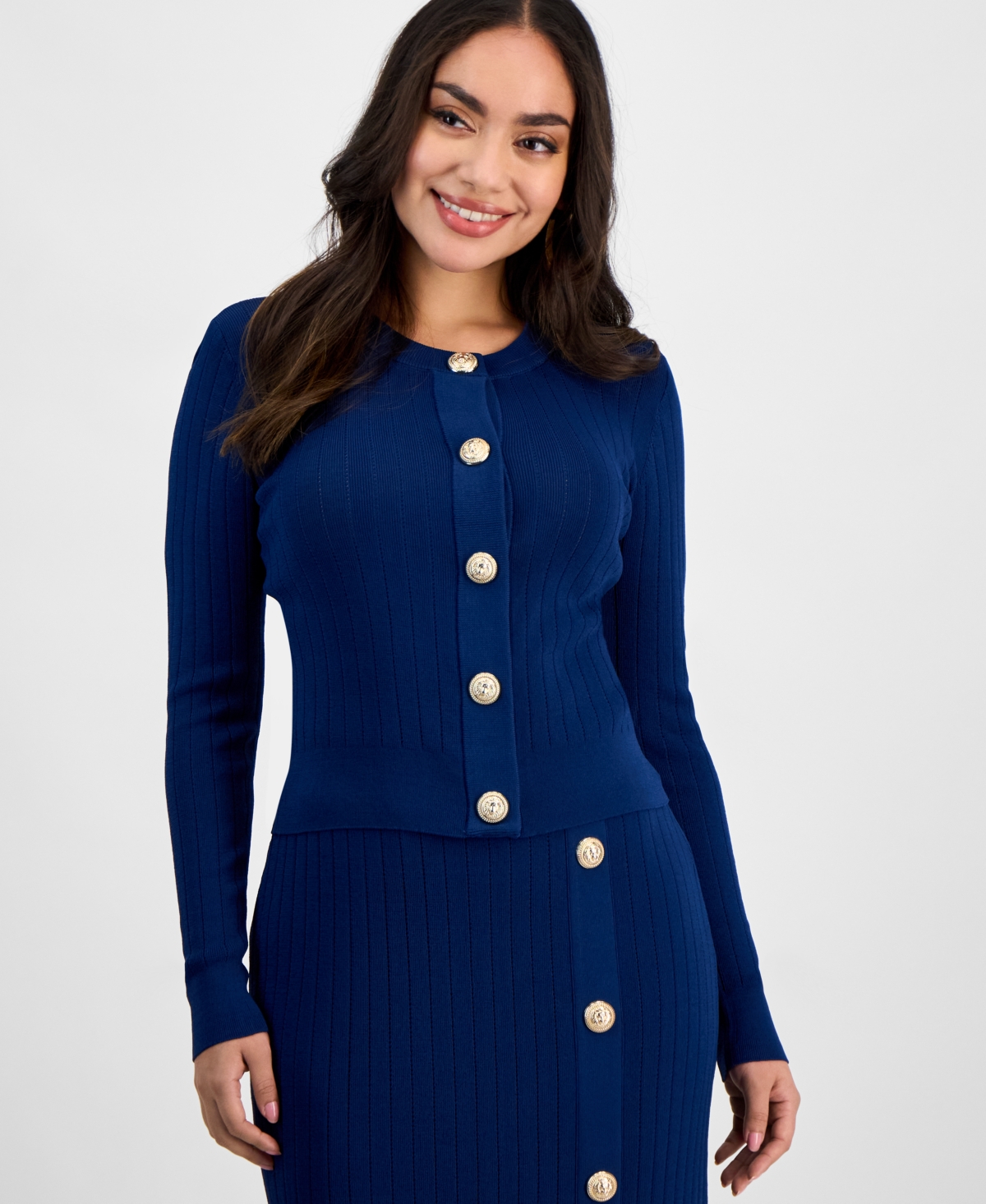 INC INTERNATIONAL CONCEPTS PETITE MATCH SET BUTTON CARDIGAN, EXCLUSIVELY AT MACY'S 