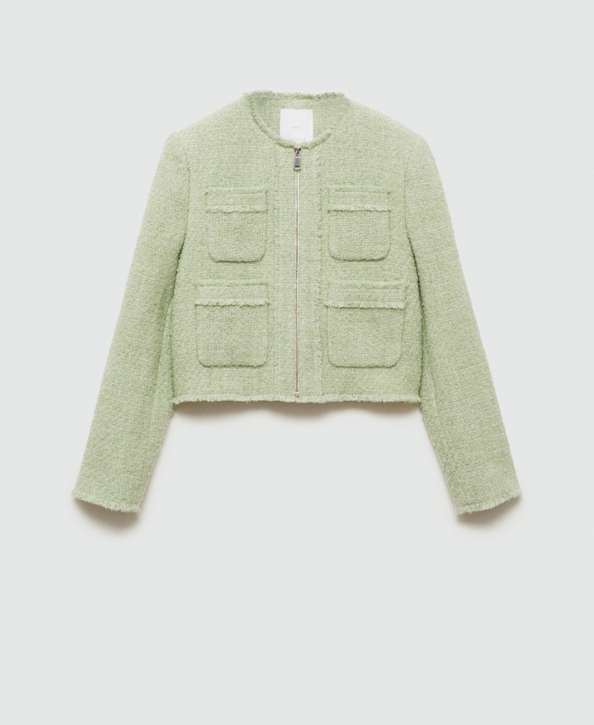 Mango Women's Zipper Detail Tweed Jacket