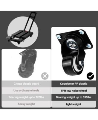 330 lbs. Folding Hand Truck, Dolly Cart for Moving, 6 Wheels Telescoping Hand Cart for Travel House Office Moving