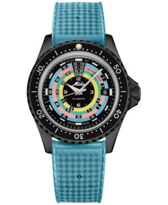 Men's Swiss Automatic Ocean Star Decompression Timer 1961 Black PVD Stainless Steel Mesh Bracelet Watch 41mm