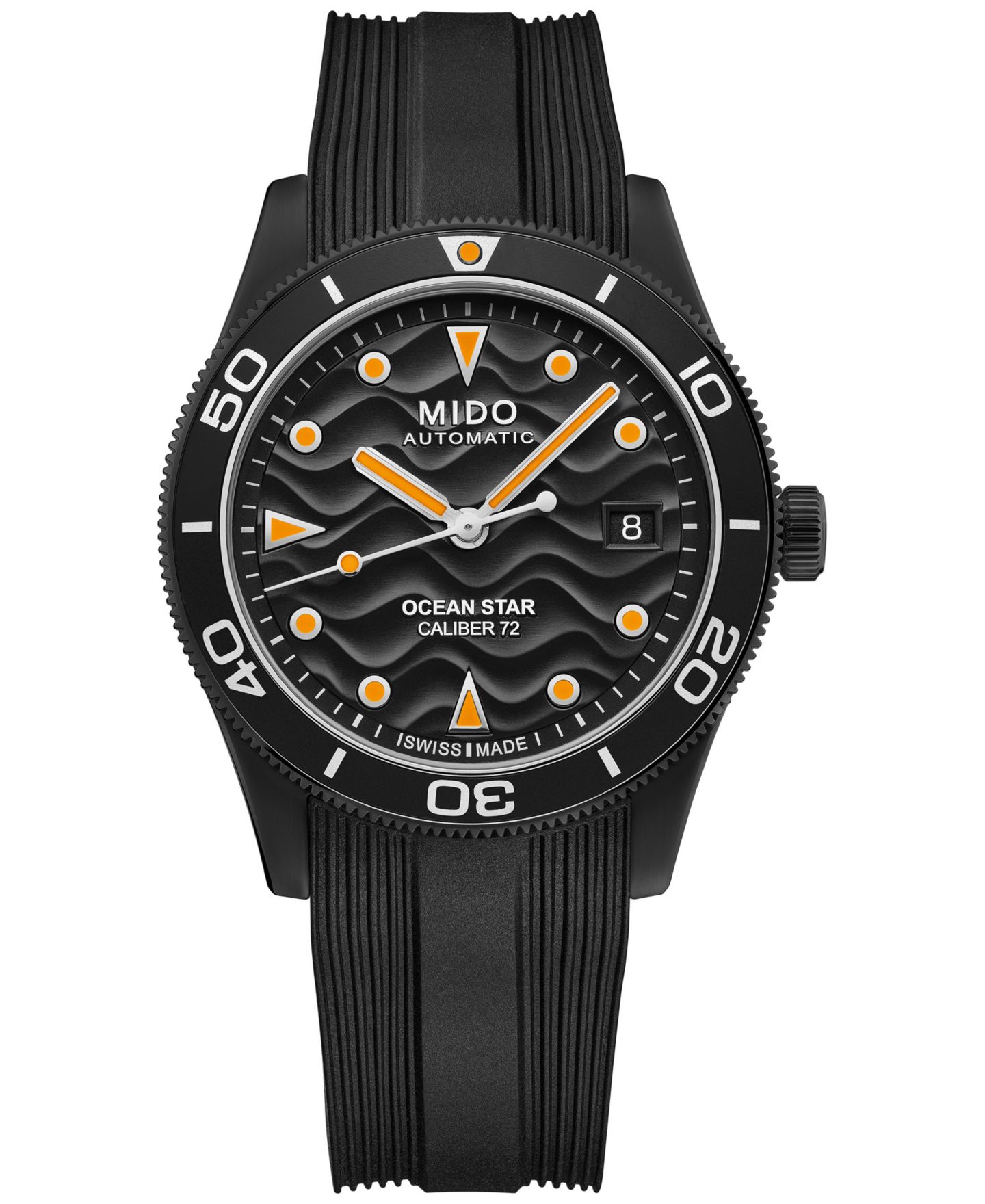 Мужские часы Mido Swiss Automatic Ocean Star Captain Black Rubber Strap Watch 39mm — фото 1