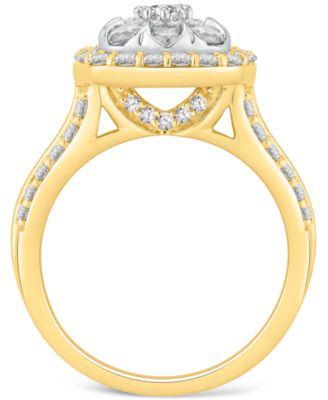 Diamond Square Cluster Engagement Ring (1-1/2 ct. t.w.) in 14k Gold