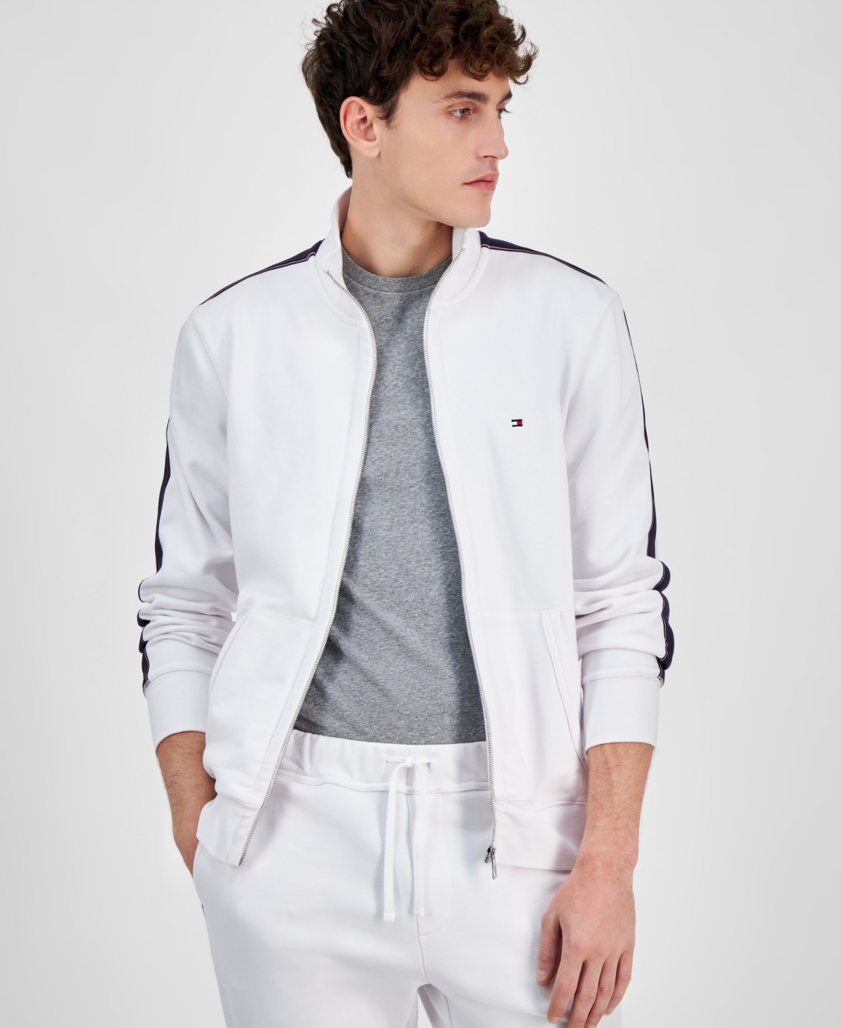TOMMY HILFIGER MEN'S GLOBAL STRIPE ZIP-FRONT TRACK JACKET 
