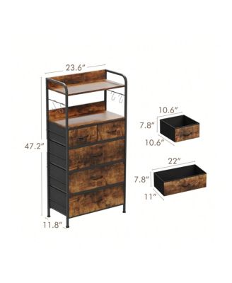 Dresser For Bedroom With 5 Drawers, Dressers & Chests Of Drawers For Hallway, Entryway, Storage Organizer Unit With Fabric