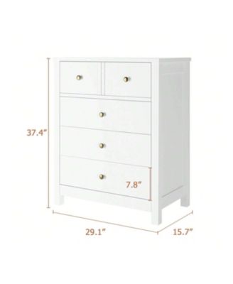 Generic 5-Drawer Wood Dresser Organizer with Metal Handles Modern Chest for Home and Office Use