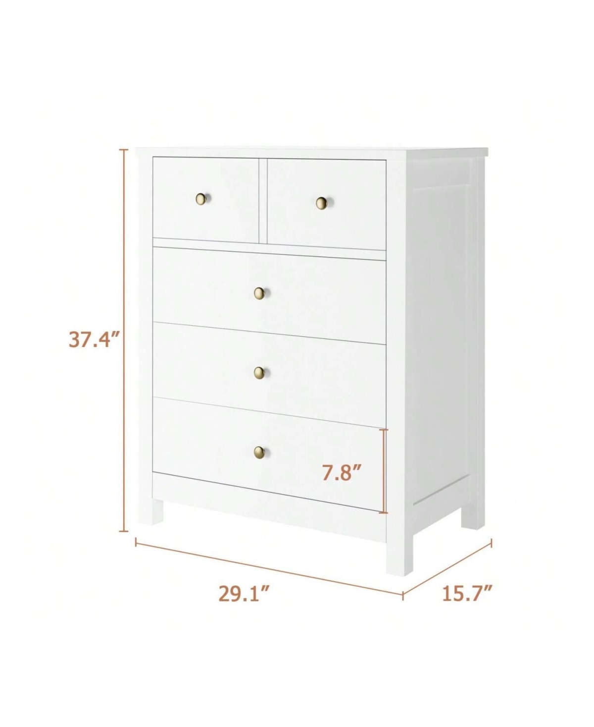 gaomon Chest Of Drawers With 5 Drawers, Wood Dresser Organizer With Metal Handle, Modern Dresser For Bedroom, Living Room,Entryway, Hallway, Home Offi