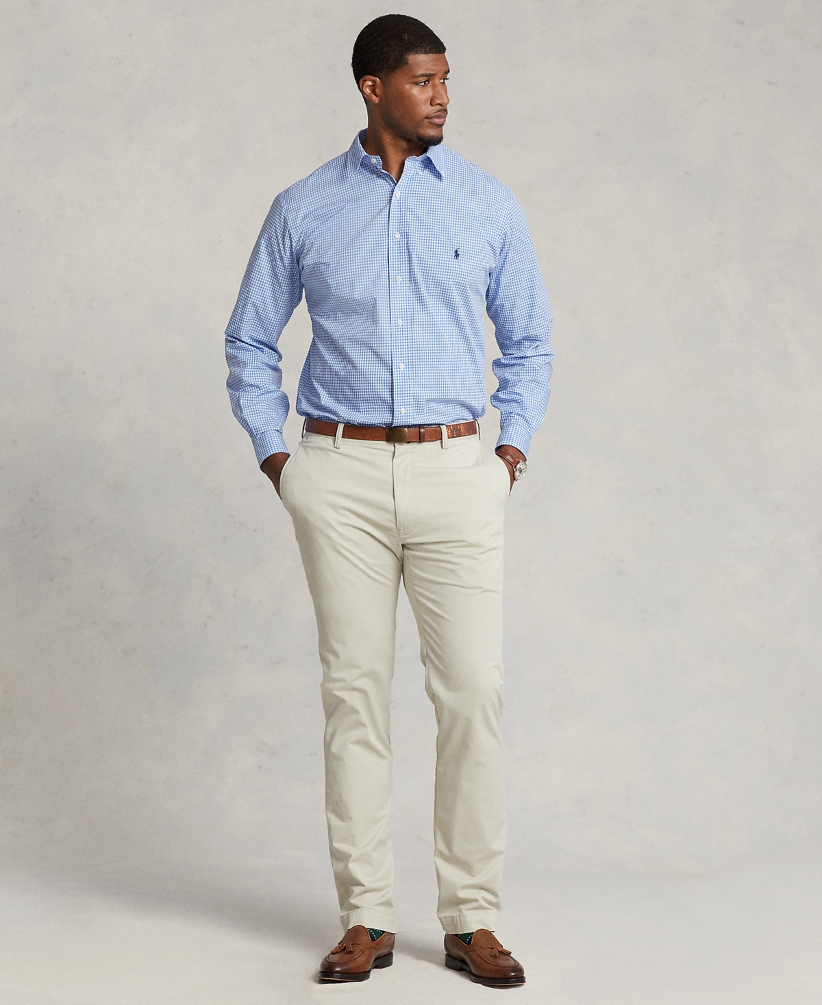 Polo Ralph Lauren Men's Big & Tall Classic-Fit Poplin Shirt -white Check