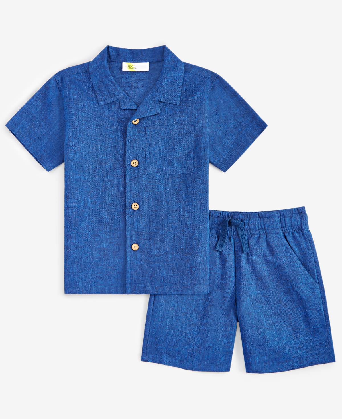 Macy's Babies' Epic Threads Toddler Boys Two-tone Button-down Shirt & Shorts, Exclusively At  In Medieval B