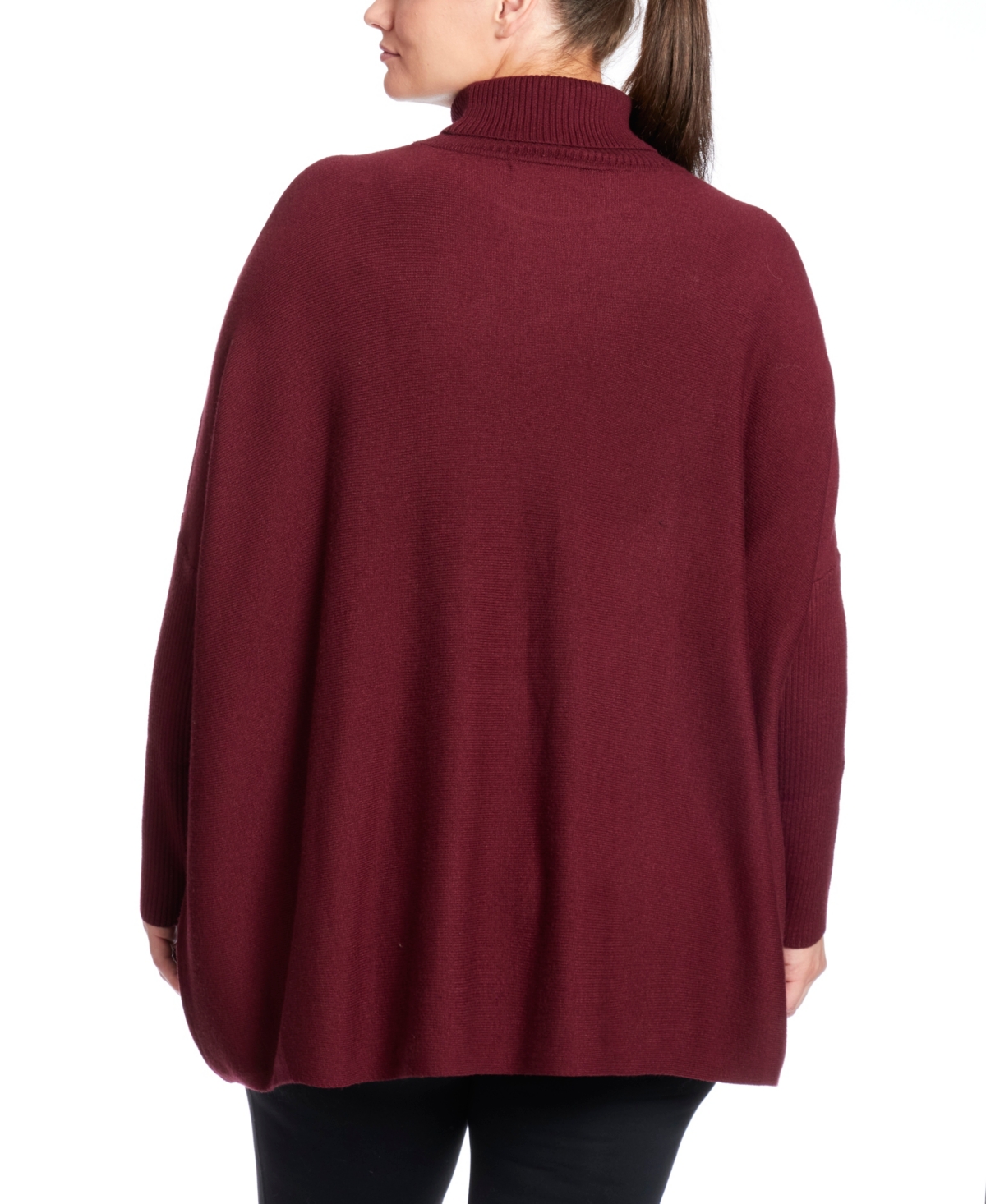 Joseph A Plus Sized Long Sleeve Turtleneck Poncho Sweater
