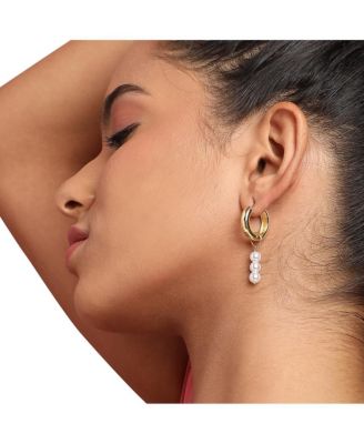 Women's Asymmetrical Pearl Hoop Earrings