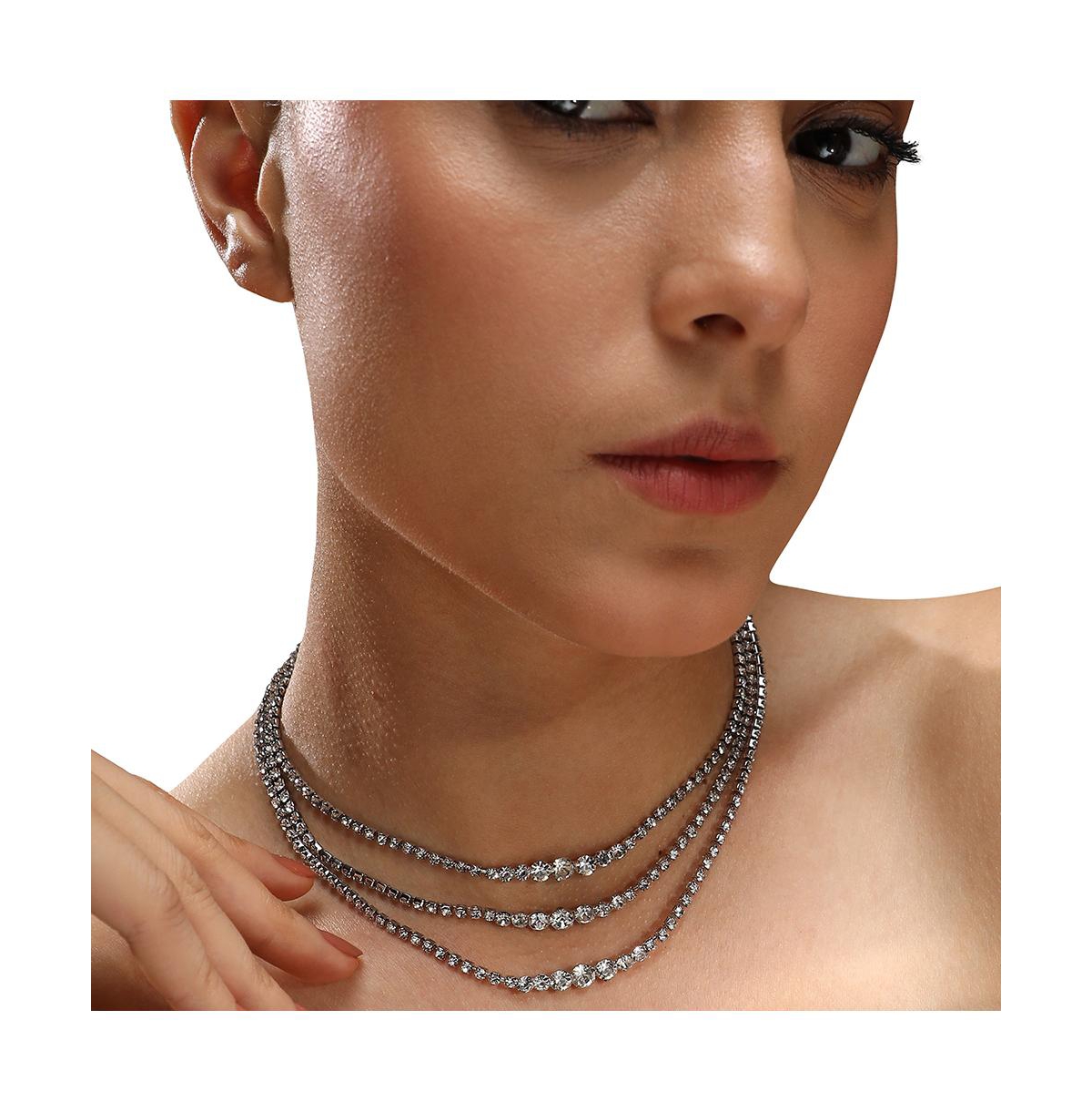 Sohi Women's Minimal Bling Multi-layer Necklace In Silver