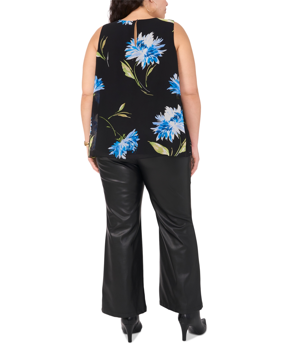 VINCE CAMUTO PLUS SIZE FLORAL-PRINT SLEEVELESS TOP 