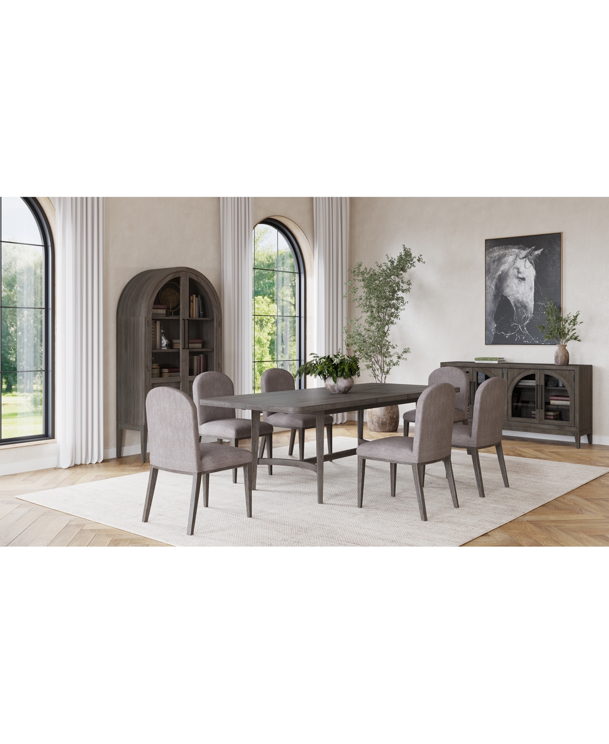 Macy's Griffith 7 Pc. Rectangular Dining Set (table & 6 Side Chairs), Created For  In Dark Gray
