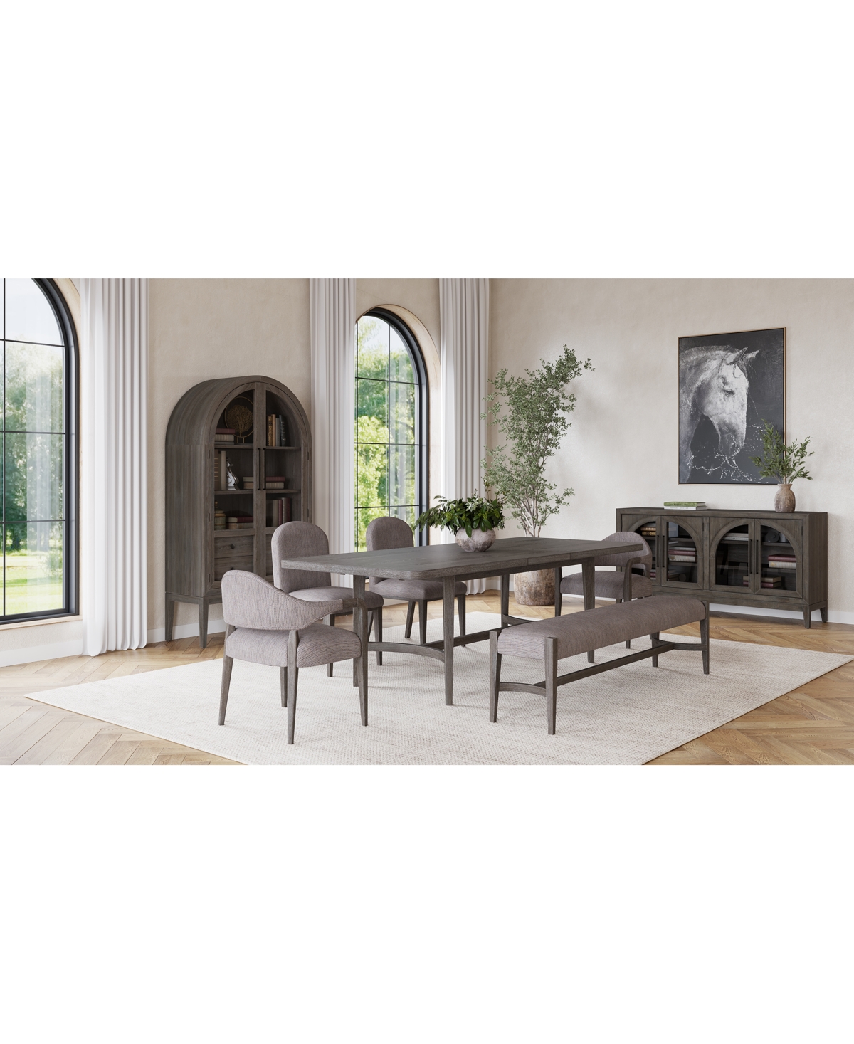 Macy's Griffith 6 Pc. Rectangular Dining Set (table, 2 Side Chairs, 2 Arm Chairs & Bench), Created For Macy In Dark Gray
