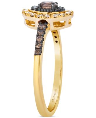 Chocolate Diamond & Nude Diamond Halo Ring (1/2 ct. t.w.) in 14k Gold