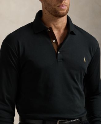 Men's Big & Tall Soft Cotton Long-Sleeve Polo Shirt