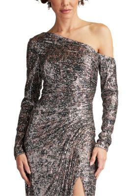 【Tadashi Shoji】Sevilla Sequin One Shoulder Midi Dress Tadashi Shoji Women's Sevilla Sequin One Shoulder Midi Dress