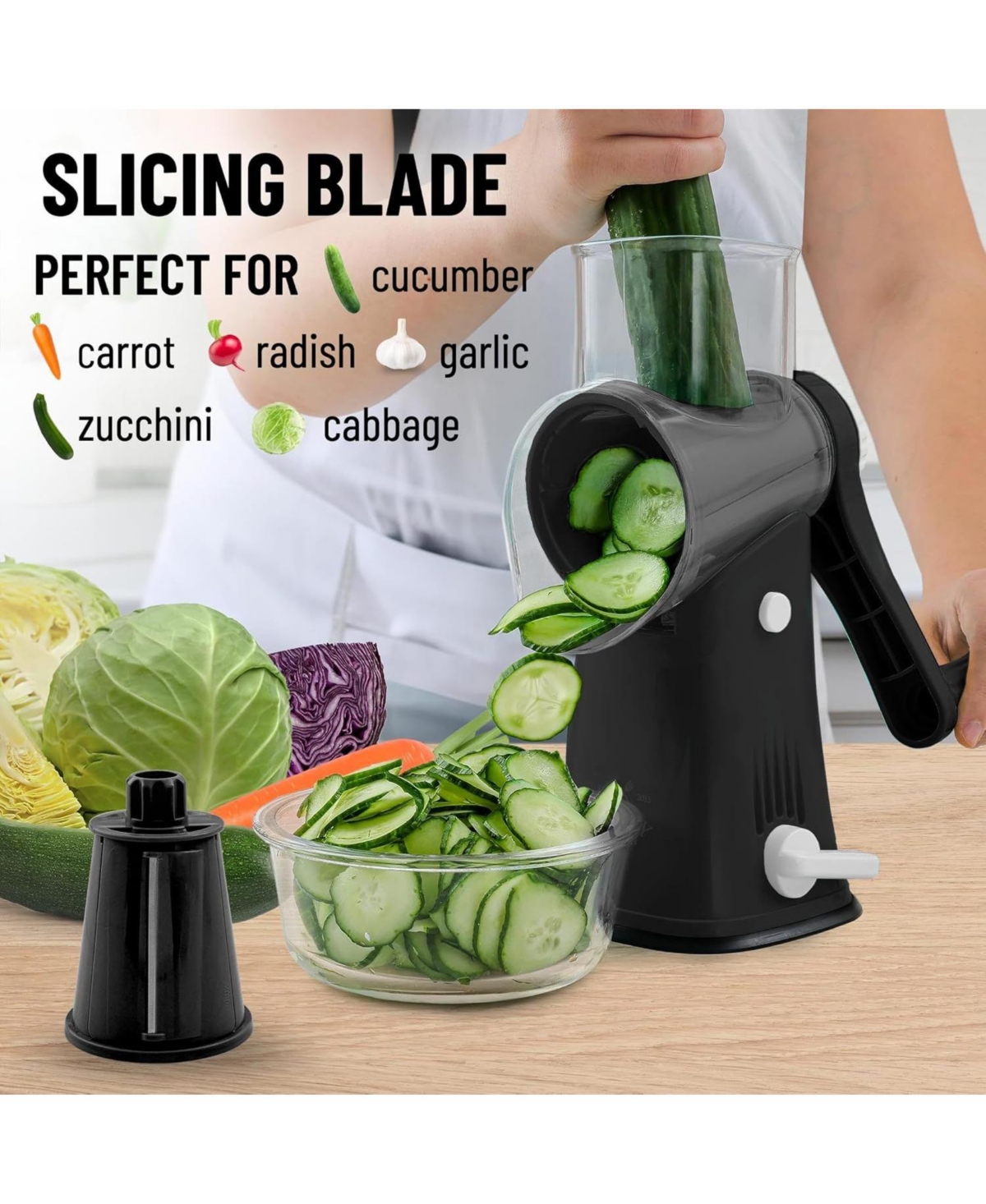 Rotary Cheese Grater with 5 Interchangeable Stainless Steel Blades