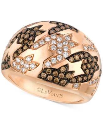 Le Vian - Chocolate Diamond&reg; & Vanilla Diamond&reg; Multi Cluster Statement Ring (7/8 ct. t.w.) in 14k Rose Gold