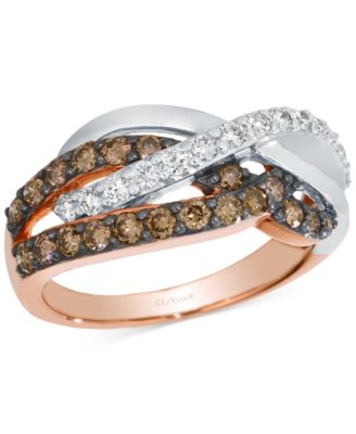 Le Vian - Chocolate Diamond & Vanilla Diamond Crossover Ring (3/4 ct. t.w.) in 14k Rose & White Gold