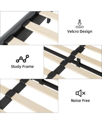 Queen Bed Frame, Metal Bed Frame with Removable Pillow Back, Platform Bed Frame with Wood Slat Support
