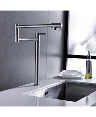 Pot Filler Faucet in Brushed Nickel Finish with Extension Shank for Kitchen Convenience